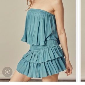 Small green strapless romper